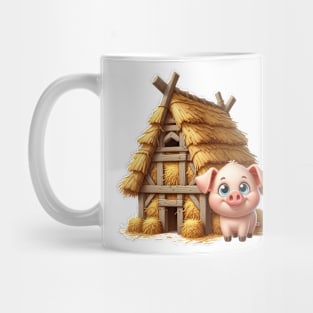 Cute Little Piggy in a house made of straw Mug